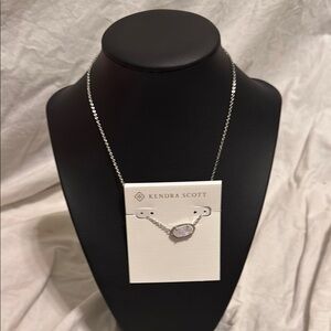 Kendra Scott Silver Necklace with Iridescent Stone